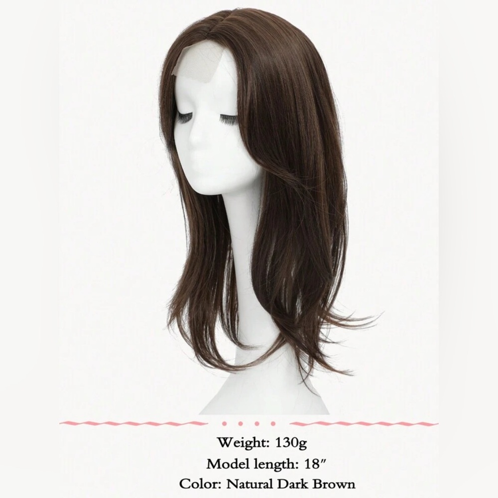 Natural Dark Brown Women’s Clip-In/Topper Hairpiece - Sleek Layered Style - Picture 7 of 14